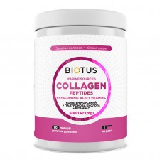 Морские коллагеновые пептиды с гиалуроновой кислотой и витамином С, Marine Sourced Collagen Peptidеs + Hyaluronic Acid + Vitamin C, Biotus, 5000 мг, 400 г