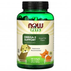 Омега-3 для кошек и собак, Omega-3 for Dogs/Cat, Now Foods, отличная рыба, 180 капсул, 252 г