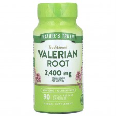 Валериана, Valerian Root, Nature's Truth, корень, 2400 мг, 90 капсул быстрого высвобождения (1200 мг на капсулу)