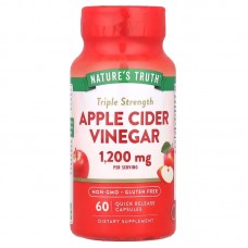 Яблочный уксус, тройная сила, Triple Strength Apple Cider Vinegar, Nature's Truth, 1200 мг, 60 капсул быстрого высвобождения (600 мг на капсулу)