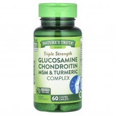 Глюкозамин, хондроитин и МСМ, Glucosamine Chondroitin MSM, Nature's Truth, комплекс с куркумой, тройная сила, 60 каплет