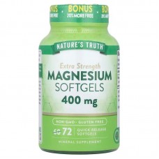 Магний, Magnesium, Nature's Truth, экстра сила, 400 мг, 72 гелевых капсул быстрого высвобождения