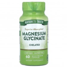Магний глицинат, Magnesium Glycinate, Nature's Truth, хелатный, 60 капсул быстрого высвобождения
