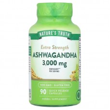 Ашваганда, усиленная, Extra Strength Ashwagandha, Nature's Truth, 3000 мг, 90 капсул быстрого высвобождения (1500 мг на капсулу)