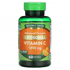 Витамин С, Liposomal Vitamin C, Nature's Truth, липосомальный, 1650 мг, 60 гелевых капсул быстрого высвобождения (550 мг в капсуле)