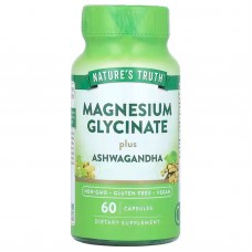 Магний глицинат плюс ашваганда, Magnesium Glycinate Plus Ashwagandha, Nature's Truth, 60 капсул