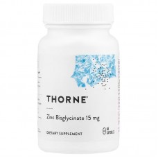Бисглицинат цинка, Zinc Bisglycinate, Thorne, 15 мг, 60 капсул