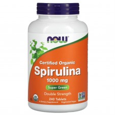 Спирулина, Spirulina, NOW Foods,  органическая, сертифицированная, 1000 мг, 240 таблеток