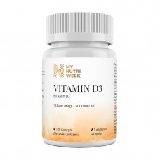 Витамин D3, Vitamin D3, My Nutri Week, 125 мкг (5000 МЕ), 120 капсул