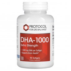 Докозагексаеновая кислота, DHA-100, Protocol for Life Balance, повышенная сила, 1000 мг, 90 гелевых капсул