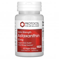 Астаксантин, Astaxanthin, Protocol for Life Balance, повышенная сила, 12 мг, 60 растительных гелевых капсул