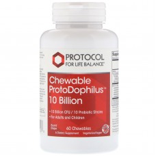 Пробиотики дофилус, ProtoDophilus, Protocol for Life Balance, 10 млрд, 60 жевательных таблеток