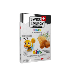 Леденцы от простуды, для детей, Herbal Lozenges Blister 20 herbs + Honey for kids, Swiss Energy, от кашля, боли в горле и заложенности носа, 20 альпийский трав, мед, 12 травяных леденцов