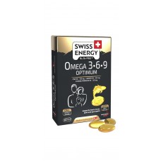 Омега-3-6-9, Omega-3-6-9 OPTIMUM blister, Swiss Energy, рыбий жир, масло семян льна, масло примулы, 30 гелевых капсул