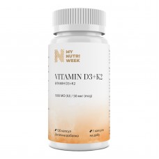 Витамин D3+K2, Vitamin D3+K2, My Nutri Week, 1000 МЕ/50 мкг, 120 капсул