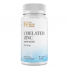 Хелатный цинк, Chelated Zinc, My Nutri Week, 30 мг, 100 капсул