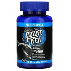 Витамины для парней, Power Teen For Him, Nature's Plus, Source of Life, ягодный вкус, без сахара, 60 таблеток
