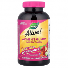 Мультивитамины для женщин, Women's Gummy, Nature's Way, Alive!, смесь ягод, 150 жевательных конфет