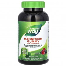 Магний цитрат, Magnesium Gummy, Nature's Way, со вкусом ягод, 100 мг, 90 жевательных конфет