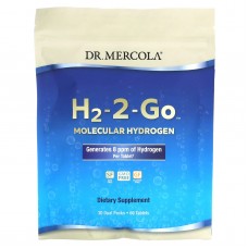 Молекулярный водород, H2-2-Go, Dr. Mercola, 30 двойных упаковок, 60 таблеток