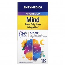 Магний, для сна, противодействия стрессу и поддержки когнитивных функций, Magnesium Mind, Enzymedica, 120 капсул