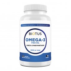 Омега-3, риб'ячий жир, Omega-3 Fish Oil, Biotus, 180 капсул (1000 мг на 2 капсули)