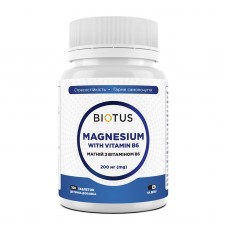 Магний с витамином В6, Magnesium with Vitamin B6, Biotus, 200 мг, 100 таблеток Магний с витамином В6, Magnesium with Vitamin B6, Biotus, 200 мг, 100 таблеток