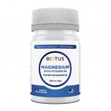 Магний с витамином В6, Magnesium with Vitamin B6, Biotus, 200 мг, 30 таблеток Магний с витамином В6, Magnesium with Vitamin B6, Biotus, 200 мг, 30 таблеток