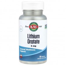 Літій, Lithium Orotate, KAL, 5 мг, 60 вегетаріанських капсул