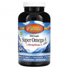 Омега-3 супер, Super Omega-3, Carlson, из дикой природы, 180 гелевых капсул Омега-3 супер, Super Omega-3, Carlson, из дикой природы, 180 гелевых капсул