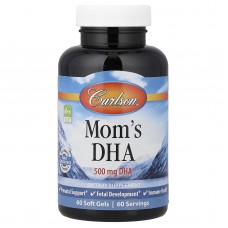 Докозагексаеновая кислота (ДГК) для кормящих мам, Mother's DHA, Carlson, 500 мг, 60 гелевых капсул Докозагексаеновая кислота (ДГК) для кормящих мам, Mother's DHA, Carlson, 500 мг, 60 гелевых капсул