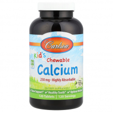 Жевательный кальций для детей, Kid's Chewable Calcium, Carlson, ваниль, 250 мг, 120 таблеток Жевательный кальций для детей, Kid's Chewable Calcium, Carlson, ваниль, 250 мг, 120 таблеток