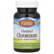 Хром хелат, Chelated Chromium, Carlson, 200 мкг, 300 таблеток