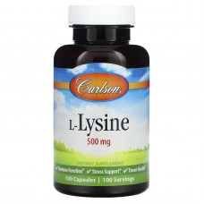 L-лизин, L-Lysine, Carlson, 500 мг, 100 капсул L-лизин, L-Lysine, Carlson, 500 мг, 100 капсул