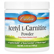 Ацетил карнітин, Acetyl-L-Carnitine, Carlson, порошок амінокислоти, 100 г Ацетил карнітин, Acetyl-L-Carnitine, Carlson, порошок амінокислоти, 100 г