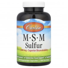 Метилсульфонилметан МСМ, MSM Sulfur, Carlson, 1000 мг, 180 вегетарианских капсул Метилсульфонилметан МСМ, MSM Sulfur, Carlson, 1000 мг, 180 вегетарианских капсул