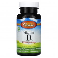 Вітамін D-3, Vitamin D3, Carlson, 125 мг (5000 МО), 120 гелевих капсул Вітамін D-3, Vitamin D3, Carlson, 125 мг (5000 МО), 120 гелевих капсул