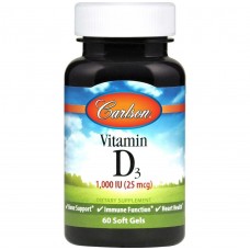 Вітамін D, Vitamin D, Carlson, 1000 МО, 60 гелевих капсул Вітамін D, Vitamin D, Carlson, 1000 МО, 60 гелевих капсул