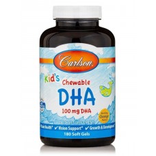 Рыбий жир для детей, Kids Chewable DHA, Carlson, апельсин, 100 мг, 180 гелевых капсул Рыбий жир для детей, Kids Chewable DHA, Carlson, апельсин, 100 мг, 180 гелевых капсул