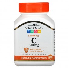 Витамин С, Chewable Vitamin C, 21st Century, жевательный, со вкусом апельсина, 500 мг, 110 таблеток Витамин С, Chewable Vitamin C, 21st Century, жевательный, со вкусом апельсина, 500 мг, 110 таблеток