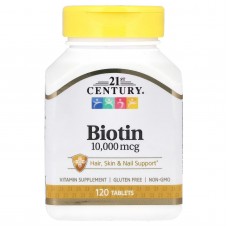 Биотин, Biotin, 21st Century, 10 000 мкг, 120 таблеток Биотин, Biotin, 21st Century, 10 000 мкг, 120 таблеток