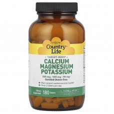 Кальцій магній калій, Calcium Magnesium Potassium, Country Life, 180 таблеток Кальцій магній калій, Calcium Magnesium Potassium, Country Life, 180 таблеток