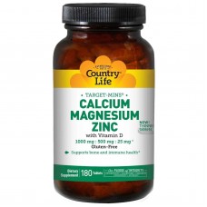 Кальцій магній цинк із вітаміном D, Calcium Magnesium Zinc with Vitamin D, Target-Mins, Country Life, 180 таблеток Кальцій магній цинк із вітаміном D, Calcium Magnesium Zinc with Vitamin D, Target-Mins, Country Life, 180 таблеток