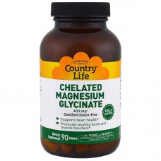 Магний глицинат, Chelated Magnesium Glycinate, Country Life,  400 мг, 90 таблеток Магний глицинат, Chelated Magnesium Glycinate, Country Life,  400 мг, 90 таблеток