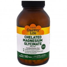 Магний глицинат, Chelated Magnesium Glycinate, Country Life,  400 мг, 180 таблеток Магний глицинат, Chelated Magnesium Glycinate, Country Life,  400 мг, 180 таблеток