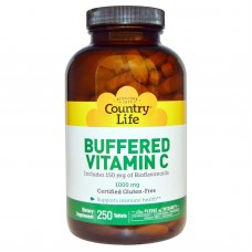 Витамин С, Buffered Vitamin C, Country Life, буферизованный, 1000 мг, 250 таблеток Витамин С, Buffered Vitamin C, Country Life, буферизованный, 1000 мг, 250 таблеток