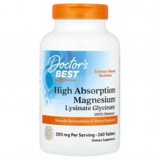 Магний хелат, Magnesium, Doctor's Best, с высокой степенью усвоения, 200 мг, 240 таблеток (100 мг в таблетке) Магний хелат, Magnesium, Doctor's Best, с высокой степенью усвоения, 200 мг, 240 таблеток (100 мг в таблетке)