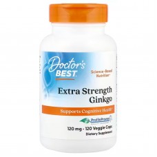 Гинкго Билоба, Extra Strength Ginkgo, Doctor's Best, экстрасильный, 120 мг, 120 веганских капсул Гинкго Билоба, Extra Strength Ginkgo, Doctor's Best, экстрасильный, 120 мг, 120 веганских капсул