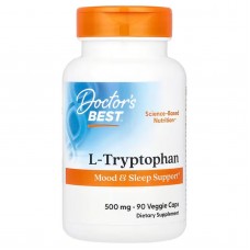Триптофан, L-Tryptophan, Doctor's Best, 500 мг, 90 веганских капсул Триптофан, L-Tryptophan, Doctor's Best, 500 мг, 90 веганских капсул