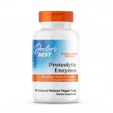 Протеолітичні ферменти, Proteolytic Enzymes, Doctor's Best, 90 вегетаріанських капсул з відстроченим вивільненням